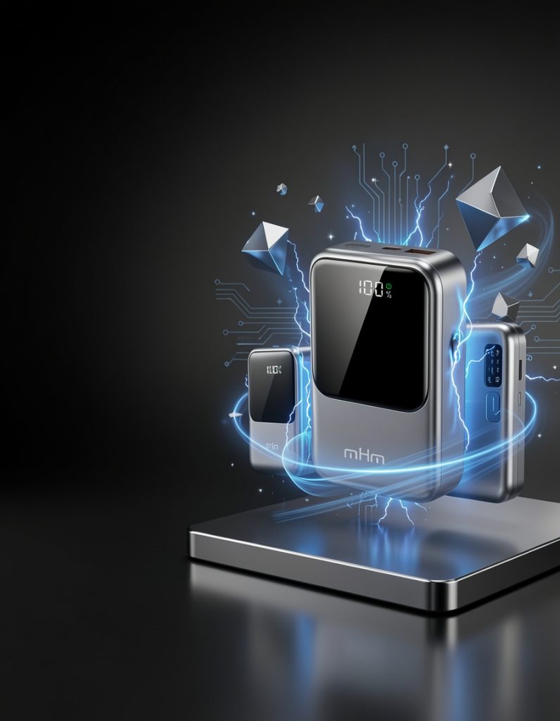 10000mAh Fast Charging Power Bank with Built-in USB-C & iPhone Cables